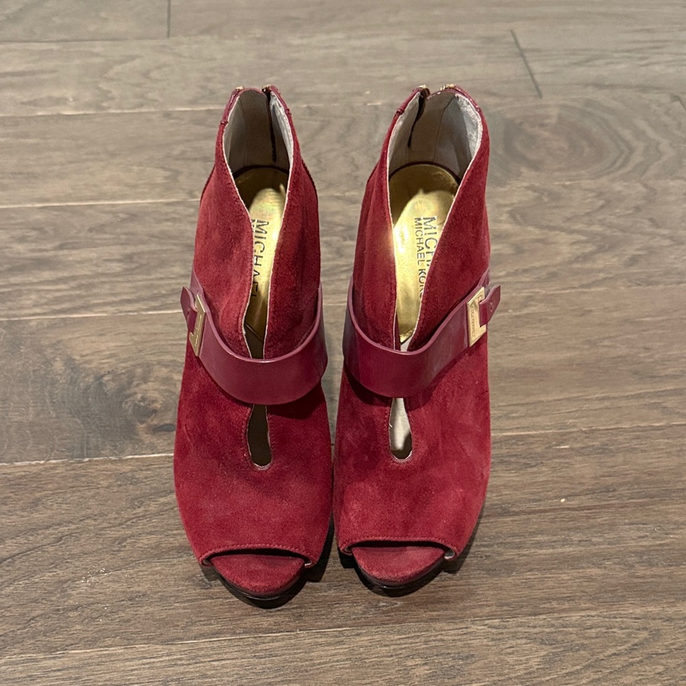 Michael Kors Burgundy Peep-Toe Heels